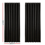 Artiss 2X Blockout Curtains Eyelet 240x230cm Black Shine - Home & Garden > Curtains