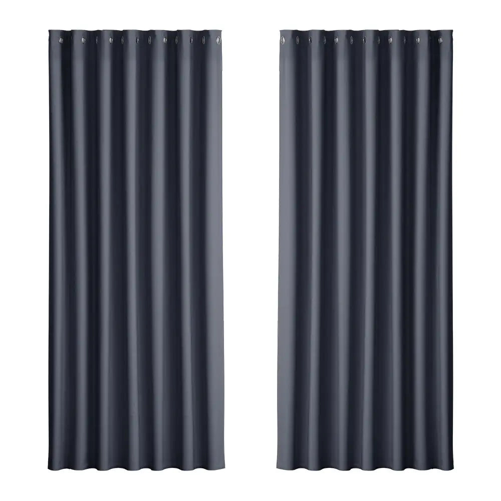 Artiss 2X Blockout Curtains Eyelet 240x230cm Charcoal - Home & Garden > Curtains