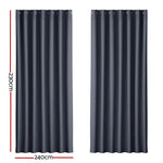Artiss 2X Blockout Curtains Eyelet 240x230cm Charcoal - Home & Garden > Curtains