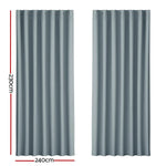 Artiss 2X Blockout Curtains Eyelet 240x230cm Grey - Home & Garden > Curtains