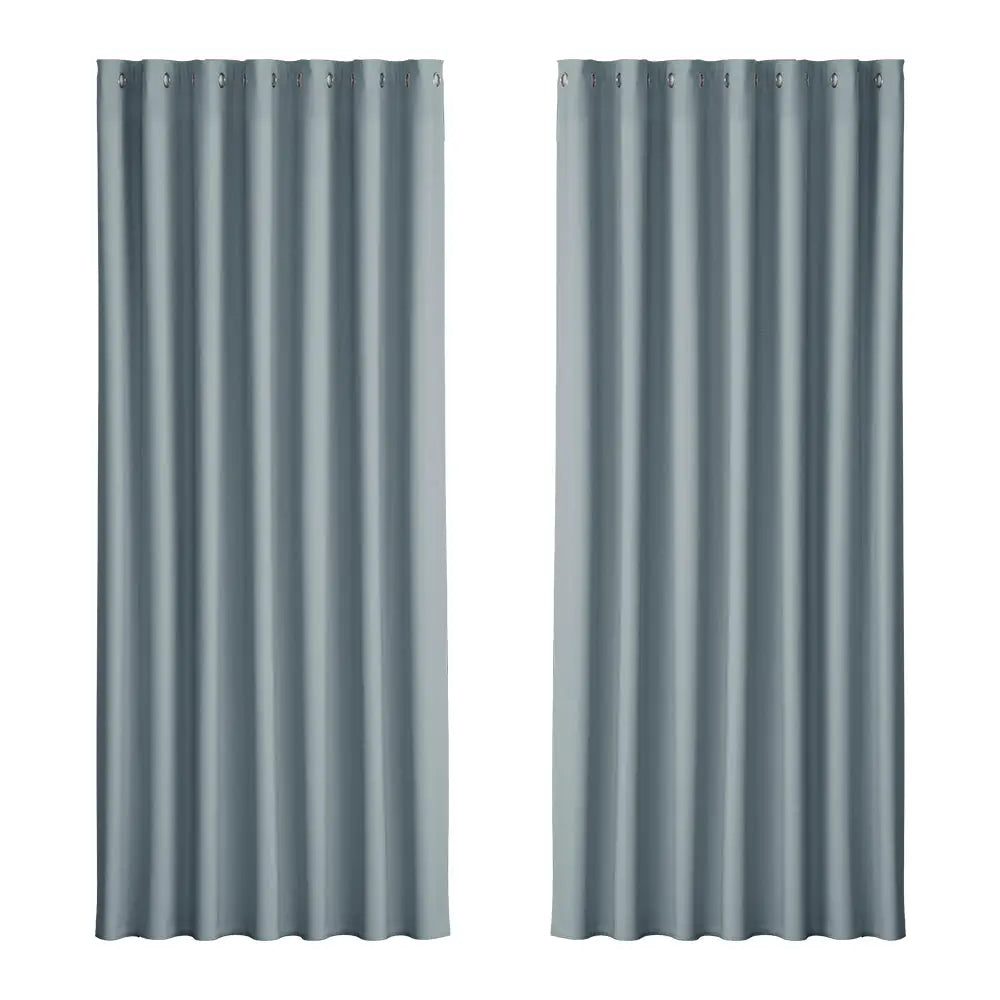 Artiss 2X Blockout Curtains Eyelet 240x230cm Grey - Home & Garden > Curtains
