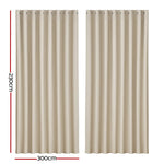 Artiss 2X Blockout Curtains Eyelet 300x230cm Beige - Home & Garden > Curtains