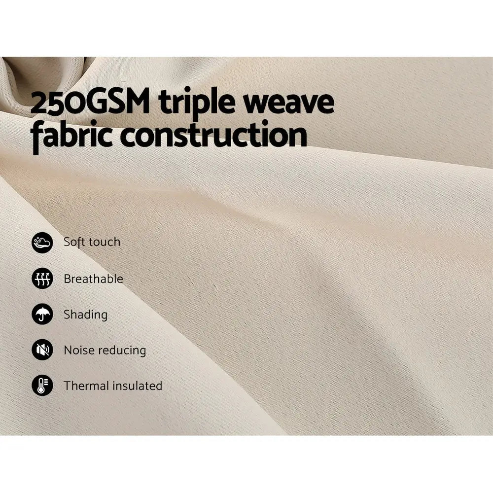 Artiss 2X Blockout Curtains Eyelet 300x230cm Beige - Home & Garden > Curtains
