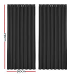 Artiss 2X Blockout Curtains Eyelet 300x230cm Black - Home & Garden > Curtains