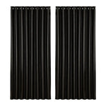 Artiss 2X Blockout Curtains Eyelet 300x230cm Black Shine - Home & Garden > Curtains