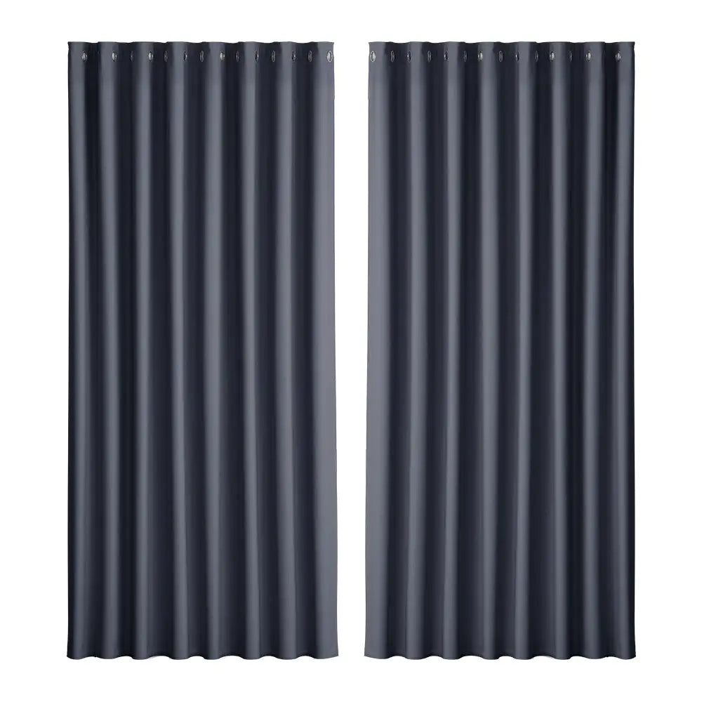 Artiss 2X Blockout Curtains Eyelet 300x230cm Charcoal - Home & Garden > Curtains