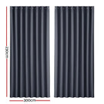 Artiss 2X Blockout Curtains Eyelet 300x230cm Charcoal - Home & Garden > Curtains