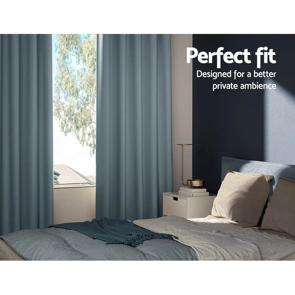 Artiss 2X Blockout Curtains Eyelet 300x230cm Grey - Home & Garden > Curtains