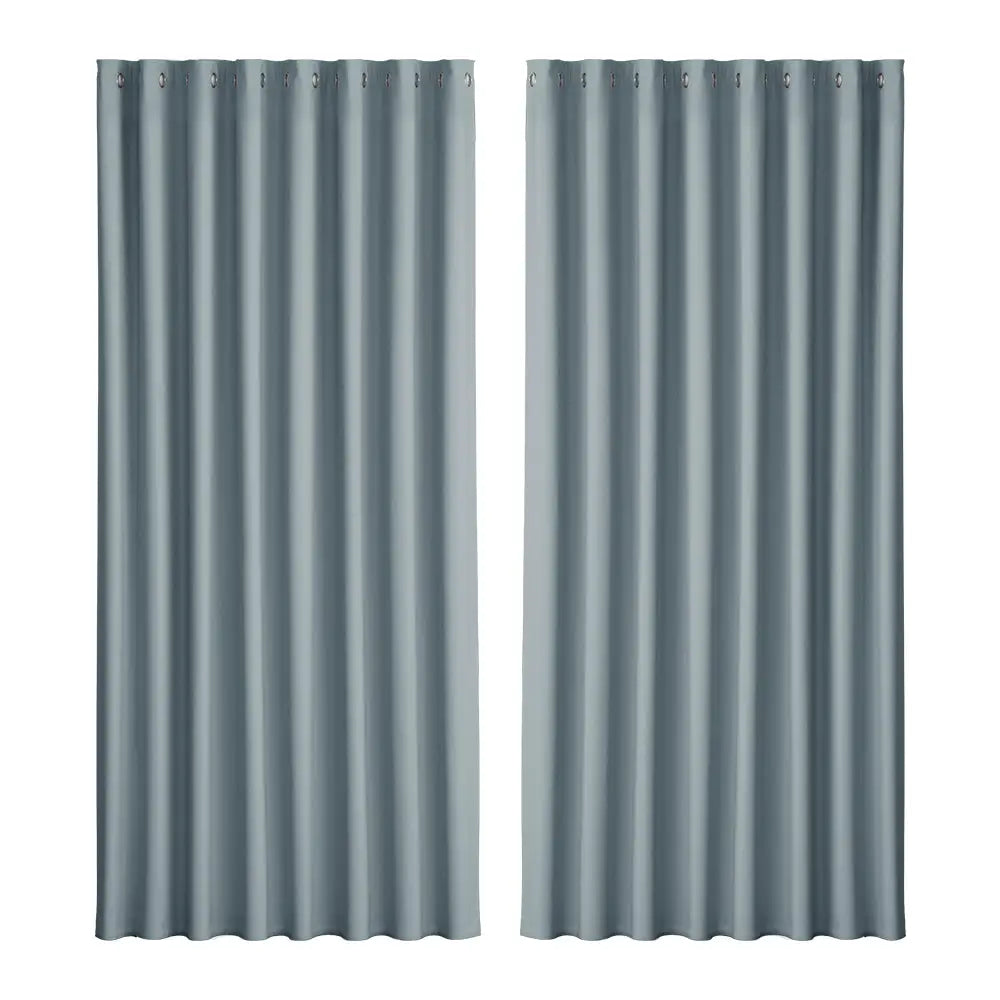 Artiss 2X Blockout Curtains Eyelet 300x230cm Grey - Home & Garden > Curtains