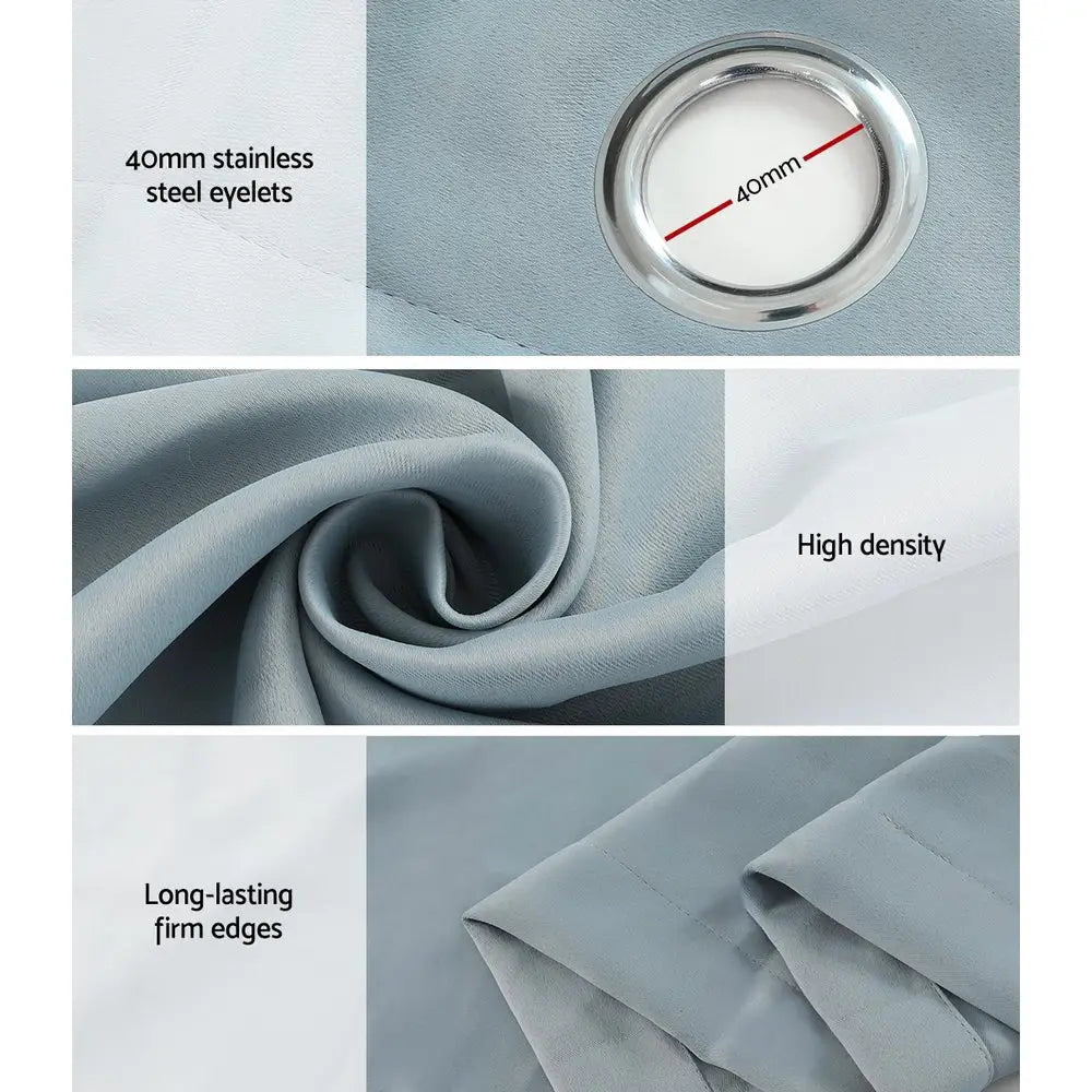 Artiss 2X Blockout Curtains Eyelet 300x230cm Grey - Home & Garden > Curtains