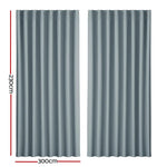 Artiss 2X Blockout Curtains Eyelet 300x230cm Grey - Home & Garden > Curtains