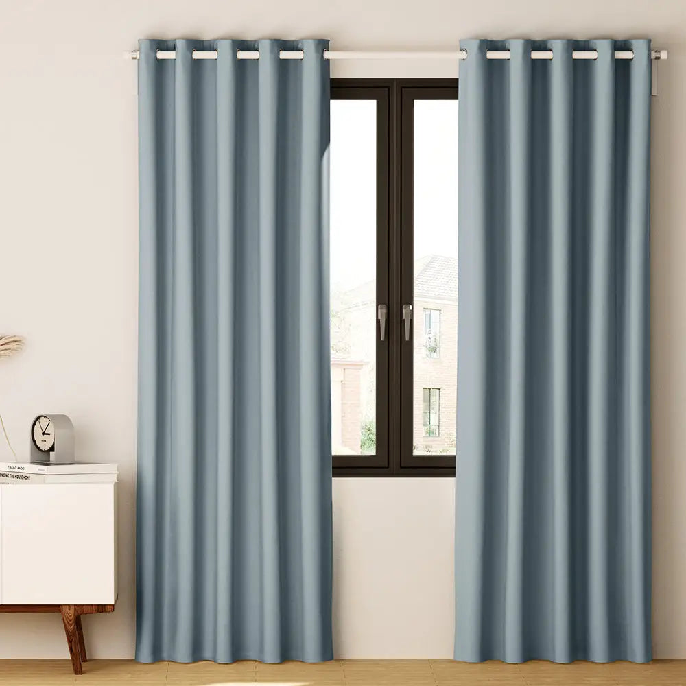 Artiss 2X Blockout Curtains Eyelet 300x230cm Grey - Home & Garden > Curtains