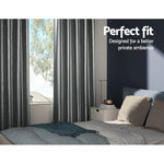 Artiss 2X Blockout Curtains Eyelet 300x230cm Grey Shine - Home & Garden > Curtains