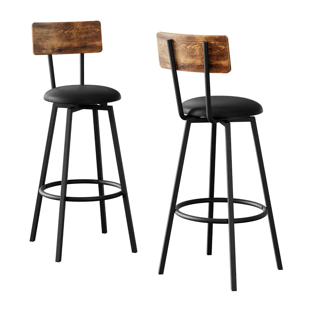 Artiss 2X Industrial Bar Stools Upholstered Counter Chairs Steel Frame Anti-Scratch - Furniture > Bar Stools & Chairs >