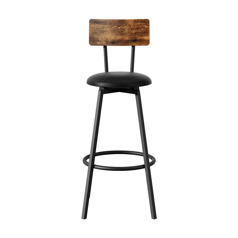 Artiss 2X Industrial Bar Stools Upholstered Counter Chairs Steel Frame Anti-Scratch - Furniture > Bar Stools & Chairs >