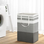 Artiss 2X Laundry Basket Hamper Foldable White Grey - Furniture > Bathroom