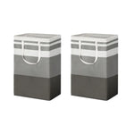 Artiss 2X Laundry Basket Hamper Foldable White Grey - Furniture > Bathroom