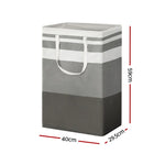 Artiss 2X Laundry Basket Hamper Foldable White Grey - Furniture > Bathroom