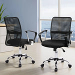 Artiss 2x Mesh Office Chair Mid Back Black - Furniture > Office > Office & Desk Chairs