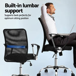 Artiss 2x Mesh Office Chair Mid Back Black - Furniture > Office > Office & Desk Chairs