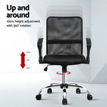 Artiss 2x Mesh Office Chair Mid Back Black - Furniture > Office > Office & Desk Chairs
