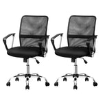 Artiss 2x Mesh Office Chair Mid Back Black - Furniture > Office > Office & Desk Chairs