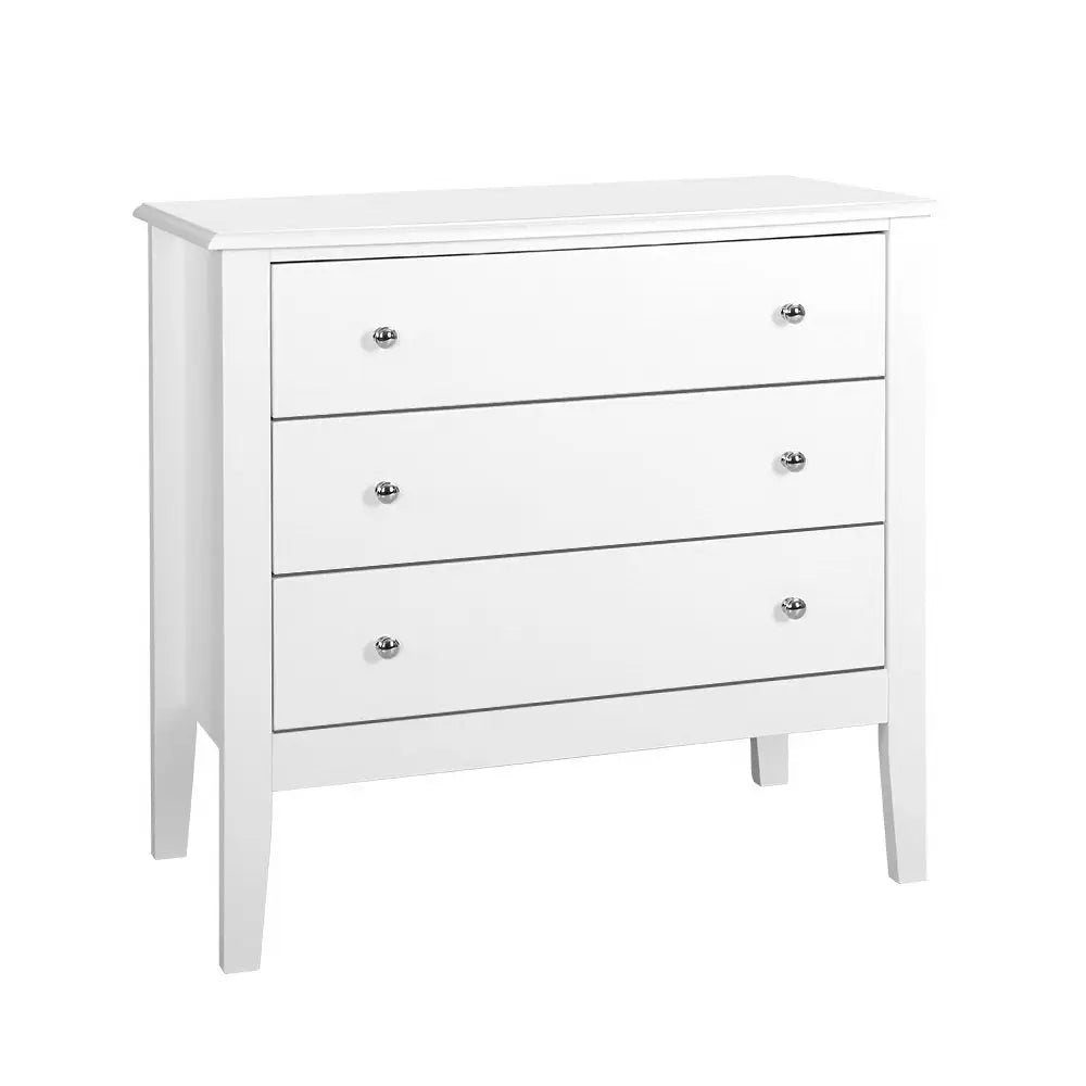 Artiss 3 Chest of Drawers - BRITTANY White - Furniture > Bedroom