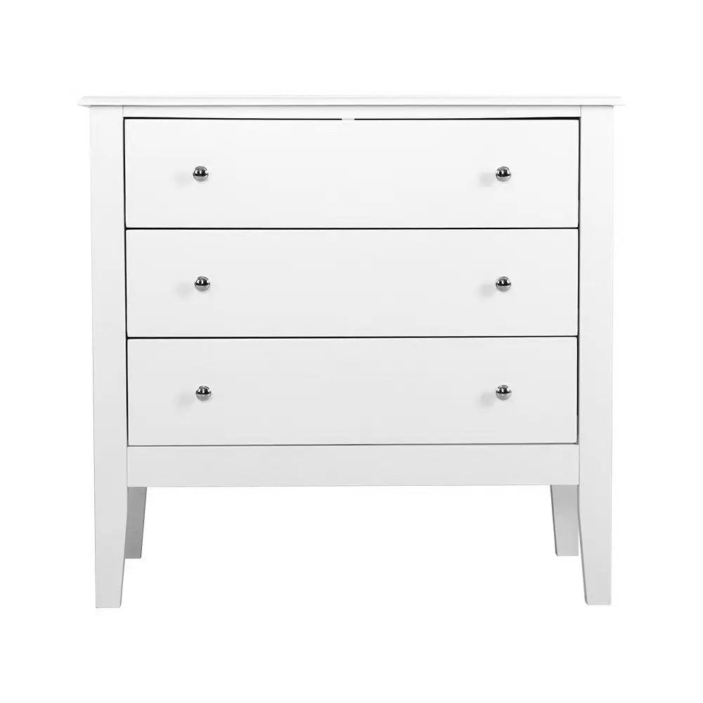 Artiss 3 Chest of Drawers - BRITTANY White - Furniture > Bedroom