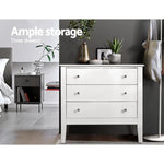 Artiss 3 Chest of Drawers - BRITTANY White - Furniture > Bedroom