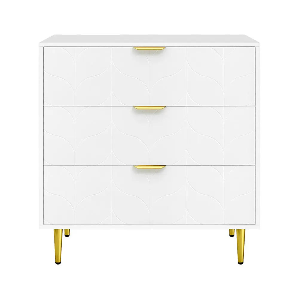 Artiss 3 Chest of Drawers Lowboy Cabinet White - Furniture > Bedroom > Dressers