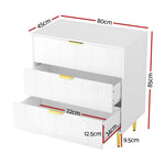 Artiss 3 Chest of Drawers Lowboy Cabinet White - Furniture > Bedroom > Dressers