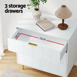 Artiss 3 Chest of Drawers Lowboy Cabinet White - Furniture > Bedroom > Dressers