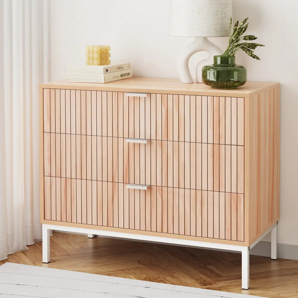 Artiss 3 Chest of Drawers - LURA Pine - Furniture > Bedroom > Dressers