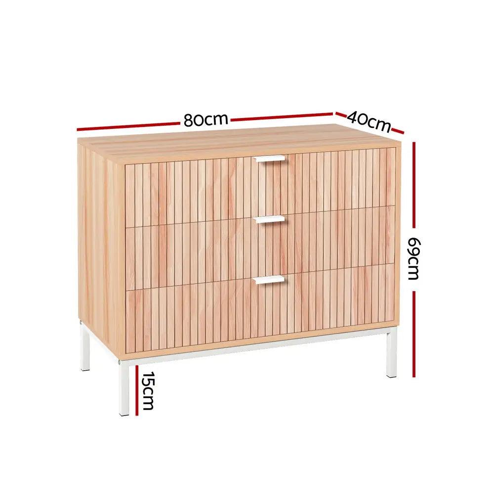 Artiss 3 Chest of Drawers - LURA Pine - Furniture > Bedroom > Dressers