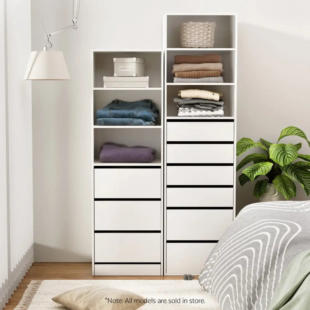 Artiss 3 Chest of Drawers Tallboy Cabinet White - Furniture > Bedroom > Dressers