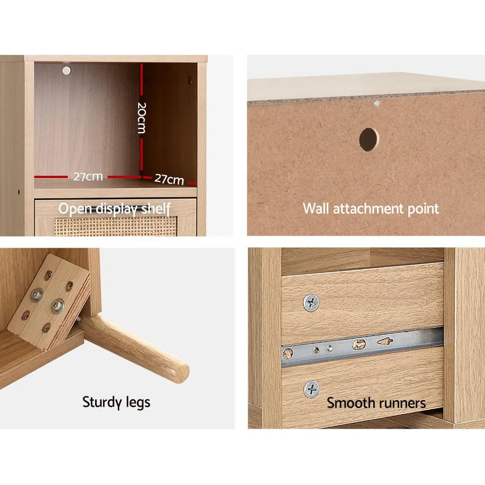 Artiss 3 Chest of Drawers with Shelf - BRIONY Oak - Furniture > Living Room