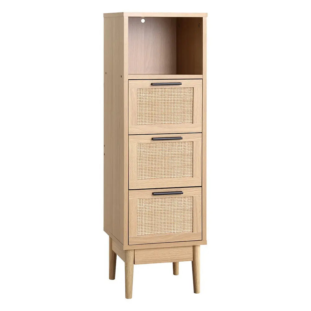 Artiss 3 Chest of Drawers with Shelf - BRIONY Oak - Furniture > Living Room