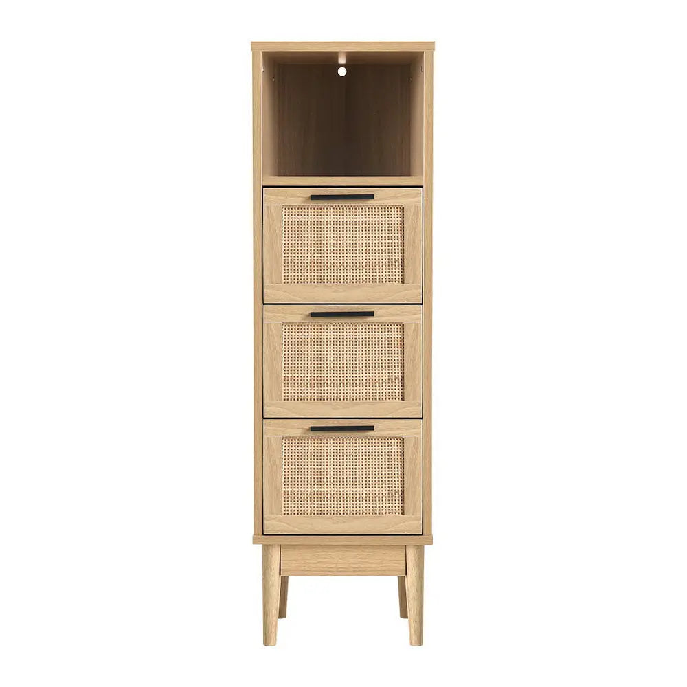 Artiss 3 Chest of Drawers with Shelf - BRIONY Oak - Furniture > Living Room