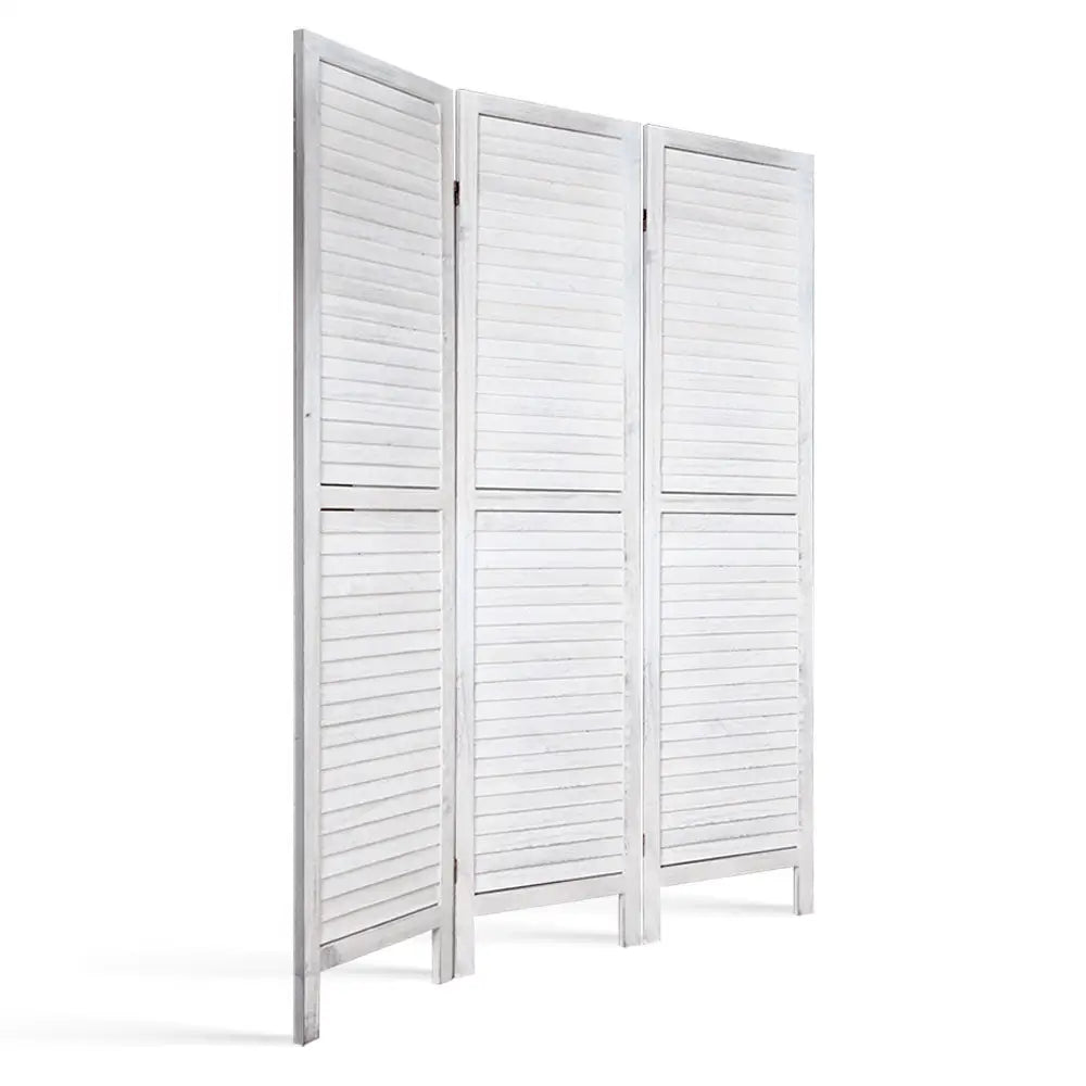 Artiss 3 Panel Room Divider Screen 120x170cm Louver White - Furniture > Living Room