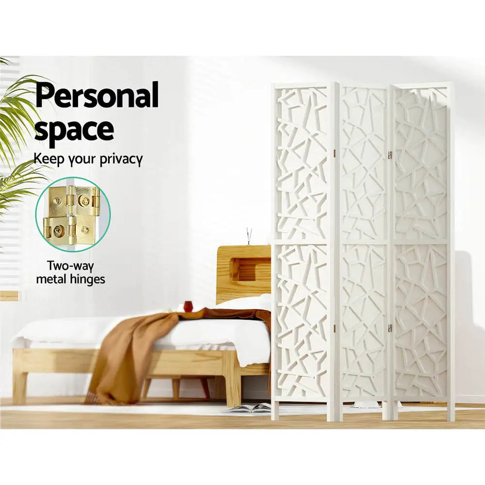 Artiss 3 Panel Room Divider Screen 122x170cm Clover White - Furniture > Living Room
