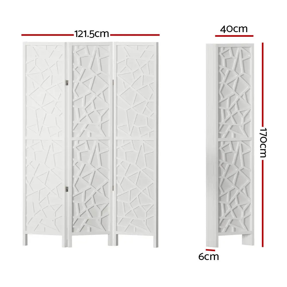 Artiss 3 Panel Room Divider Screen 122x170cm Clover White - Furniture > Living Room