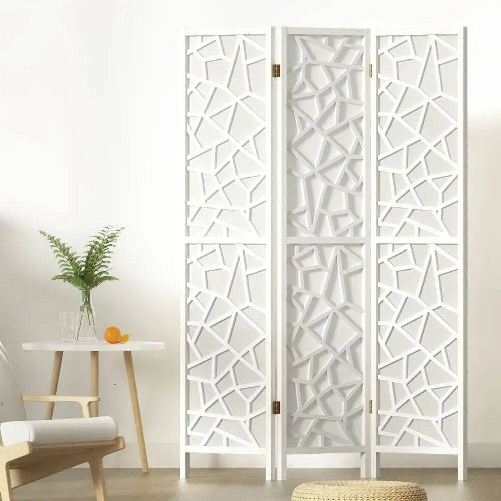 Artiss 3 Panel Room Divider Screen 122x170cm Clover White - Furniture > Living Room
