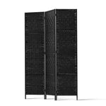 Artiss 3 Panel Room Divider Screen 123x170cm Woven Black - Furniture > Bedroom > Room Dividers