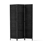 Artiss 3 Panel Room Divider Screen 123x170cm Woven Black - Furniture > Bedroom > Room Dividers