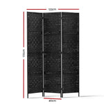 Artiss 3 Panel Room Divider Screen 123x170cm Woven Black - Furniture > Bedroom > Room Dividers