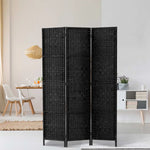 Artiss 3 Panel Room Divider Screen 123x170cm Woven Black - Furniture > Bedroom > Room Dividers