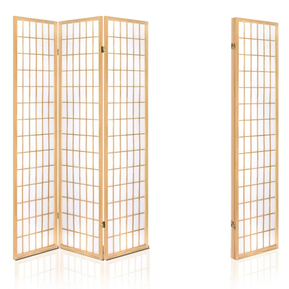 Artiss 3 Panel Room Divider Screen 131x179cm Natural - Furniture > Living Room