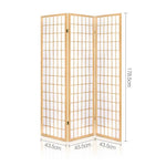 Artiss 3 Panel Room Divider Screen 131x179cm Natural - Furniture > Living Room