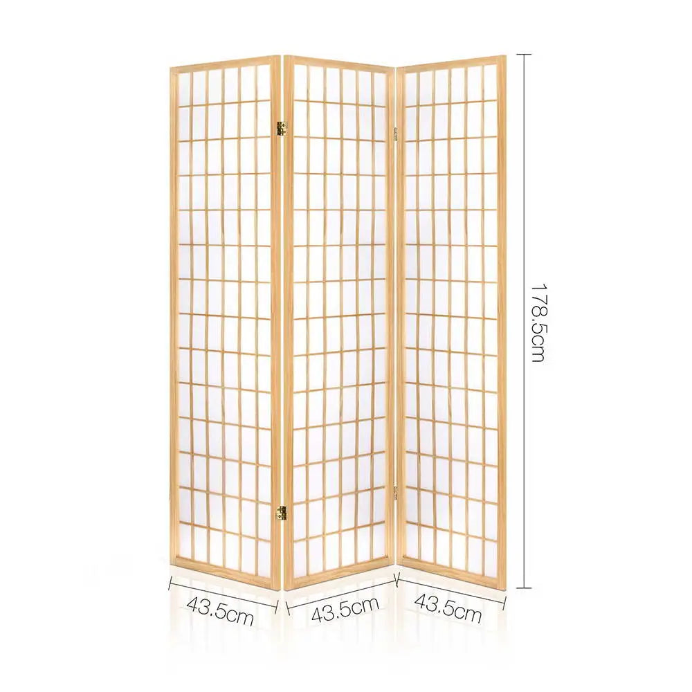 Artiss 3 Panel Room Divider Screen 131x179cm Natural - Furniture > Living Room