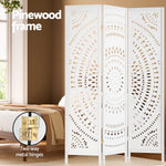 Artiss 3 Panel Room Divider Screen 132x170cm Circle White - Furniture > Bedroom